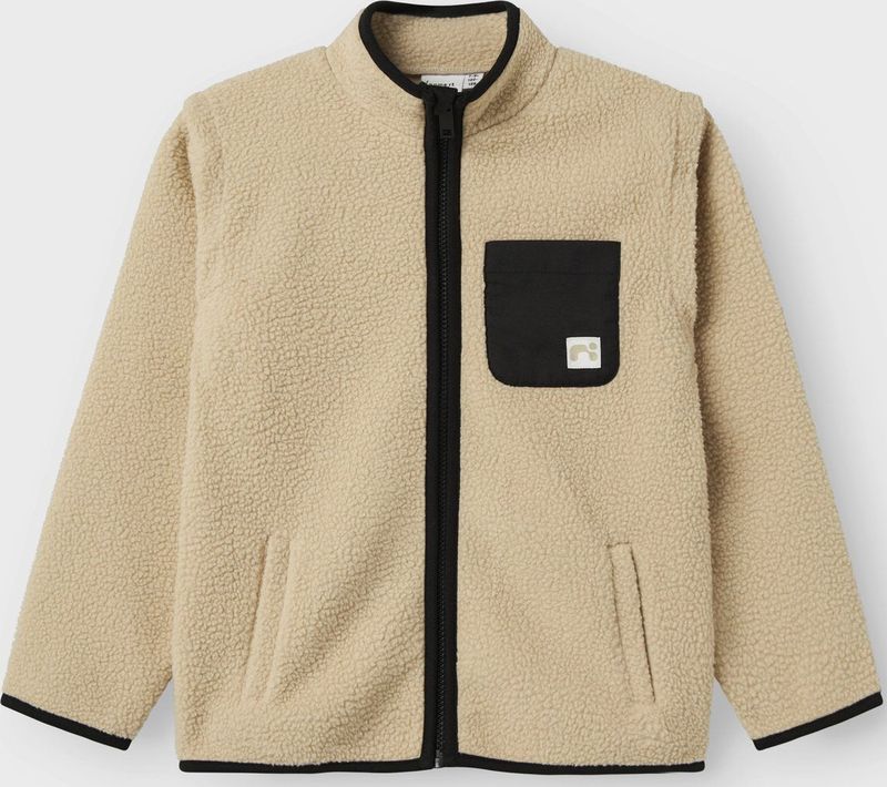 NAME IT - NKMLANE - Fleece Jas - Camel/Zwart
