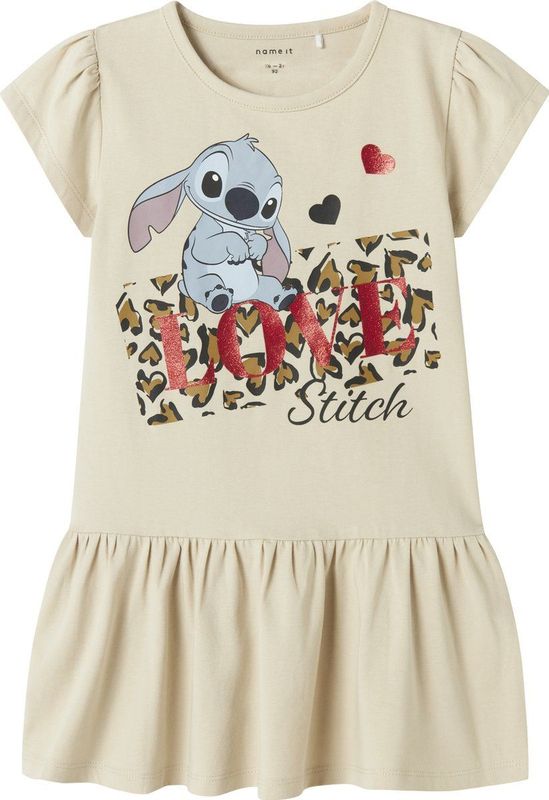 Jurk - Jersey - Stitch - Glitterprint - Korte Mouwen