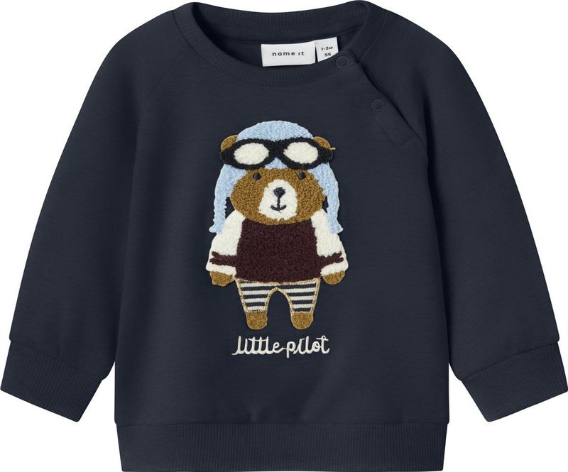 Name it - Sweater - Donkerblauw - Met Beren Applicatie