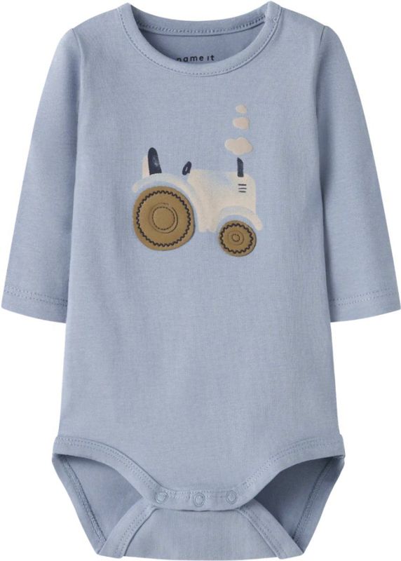 Name It - NbmLife - Romper L/S - Dusty Blue - Met Tractor