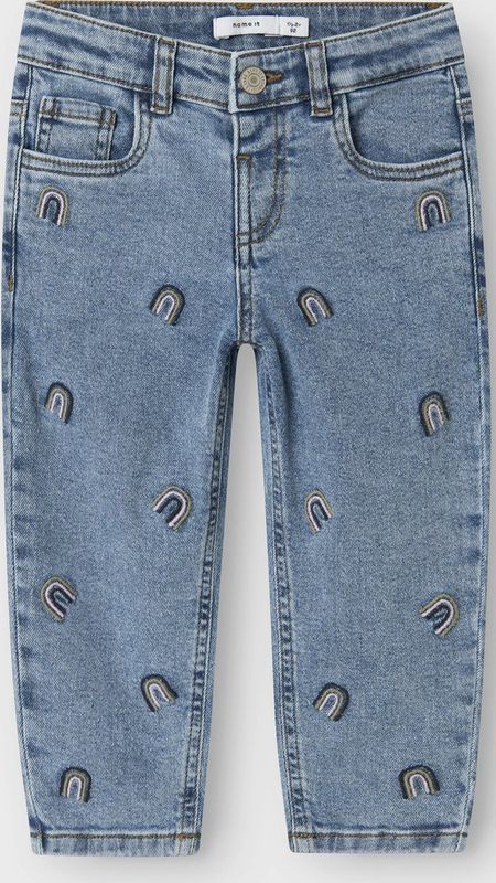Mom-fit Jeans - Denim - Met Voor- en Achterzakken - Mid-waist - Geborduurd