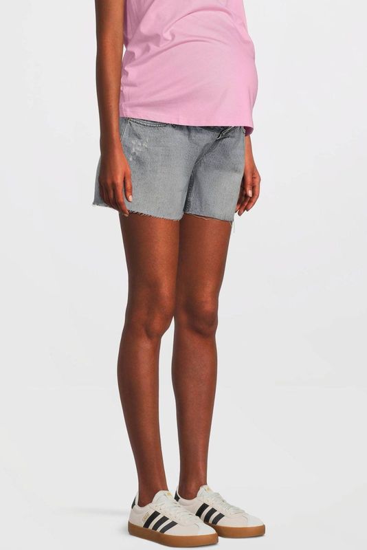 ONLY MATERNITY - Korte Broek - Denim - Gerafeld Detail - Regular Fit