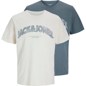 JACK&JONES JORALMERIA BOLD BRANDINGTEE SS CN 2PK MP Heren T-shirt - Antique White W. Stormyweather