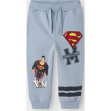 Joggingbroek - Blauw - Ongeborstelde Sweatstof - Geribde Randen