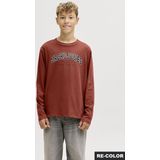 Jack & Jones Junior - JJECALEB - Shirt - Roestbruin / Zwart / Wit - Lange Mouw