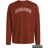 Jack & Jones Junior - JJECALEB - Shirt - Roestbruin / Zwart / Wit - Lange Mouw