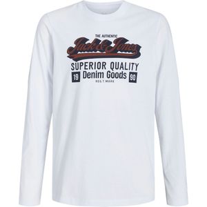 JACK&JONES - JJELOGO TEE LS O-NEC 2 COL AW25 NOOS JNR - Jongens - Lange mouwen shirts - wit - maat 164