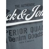 JACK&JONES - JJELOGO TEE LS O-NEC - T-shirt - Blauw - Jersey - Lange Mouwen