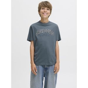 Jack & Jones - JJECALEB VARSITY TEE SS O-NECK NOOS JNR - T-shirt - Stormy Weather - Korte Mouwen