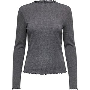 Only - Onlemma Life Ls Glitter Top - Zwart - Dames T-shirt