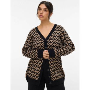 Vmcaria - Gebreid Vest - V-Hals - Lange Mouwen - Knoopsluiting - Lang - Regular Fit