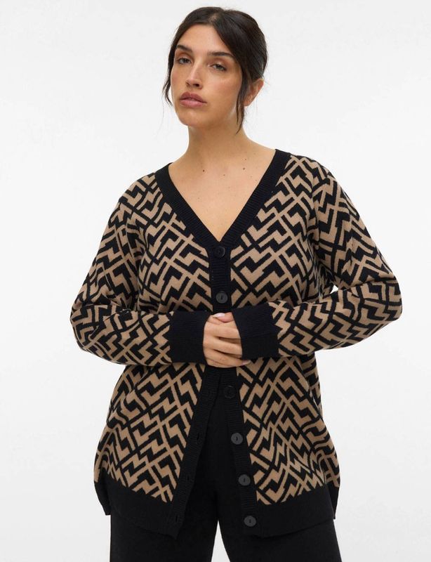 Vmcaria - Gebreid Vest - V-Hals - Lange Mouwen - Knoopsluiting - Lang - Regular Fit