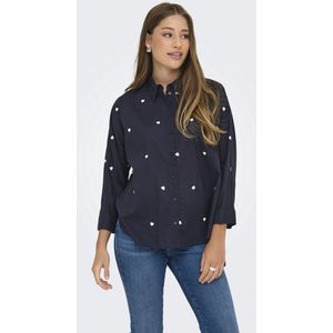ONLY - Onlnew Lina Grace - Damesshirt - Nachtblauw - Lange Mouwen - Knoopsluiting