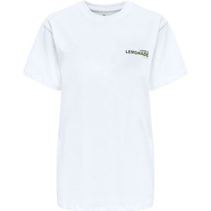 T-shirt - Wit - Geel - 100% Katoen