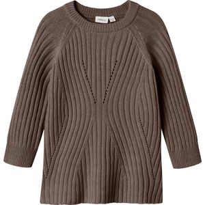 Gebreid Jurk - Platgebreid - Ronde Hals - Lange Mouwen - Loose Fit