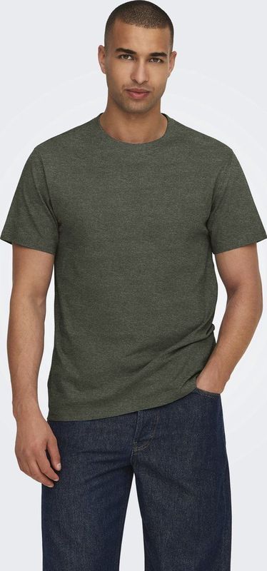 ONLY & SONS - T-shirt - Groengrijs - Katoenmix
