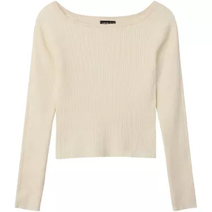 DUOEASE Shirt met lange mouwen voor dames, basic slim fit, effen top, U-hals, stretch T-shirt, elegant, casual, bovenstuk voor dames, L