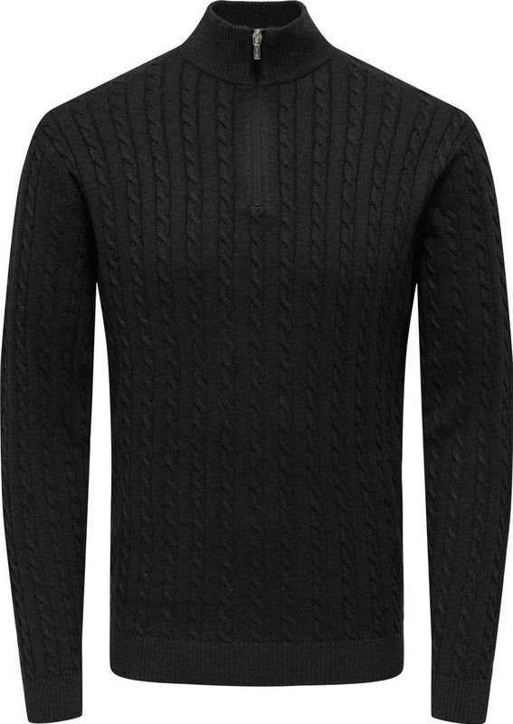 Onsloui - Gebreide Pullover - Ronde Hals - Lange Mouwen - Halve Ritssluiting - Regular Fit