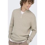 Onsloui - Gebreide Pullover - Ronde Hals - Lange Mouwen - Halve Ritssluiting - Regular Fit