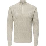 Onsloui - Gebreide Pullover - Ronde Hals - Lange Mouwen - Halve Ritssluiting - Regular Fit