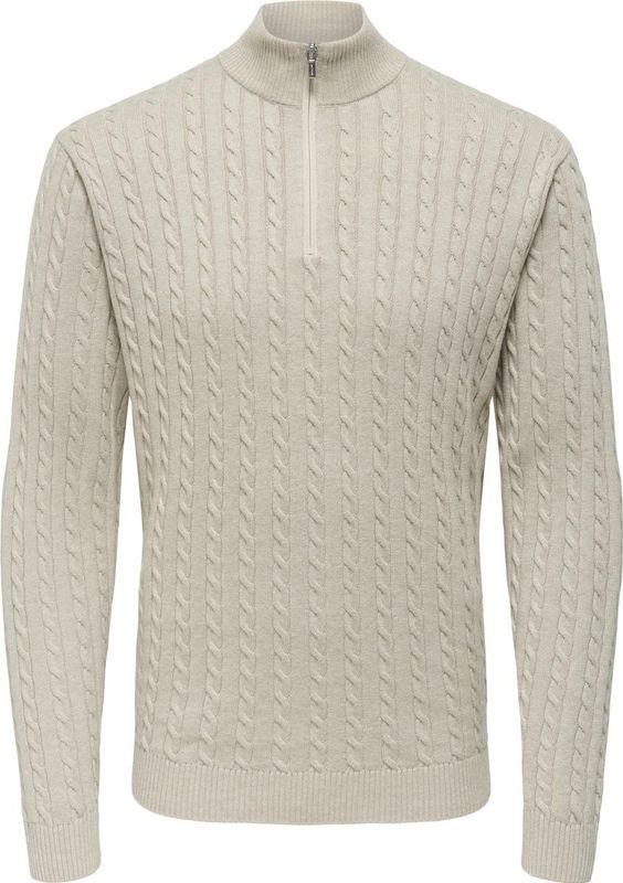 Onsloui - Gebreide Pullover - Ronde Hals - Lange Mouwen - Halve Ritssluiting - Regular Fit