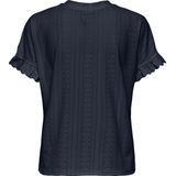 Only - Onlsmilla ss frill mix top - Navy - T-shirt