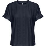 Only - Onlsmilla ss frill mix top - Navy - T-shirt
