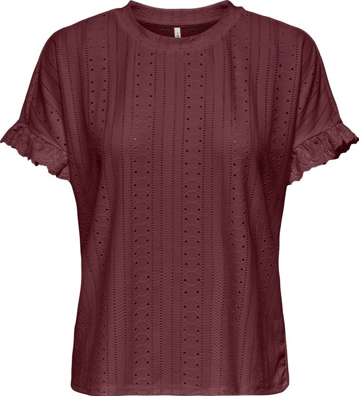 Only - Milla Frill Shirt - Donkerrood - T-shirt