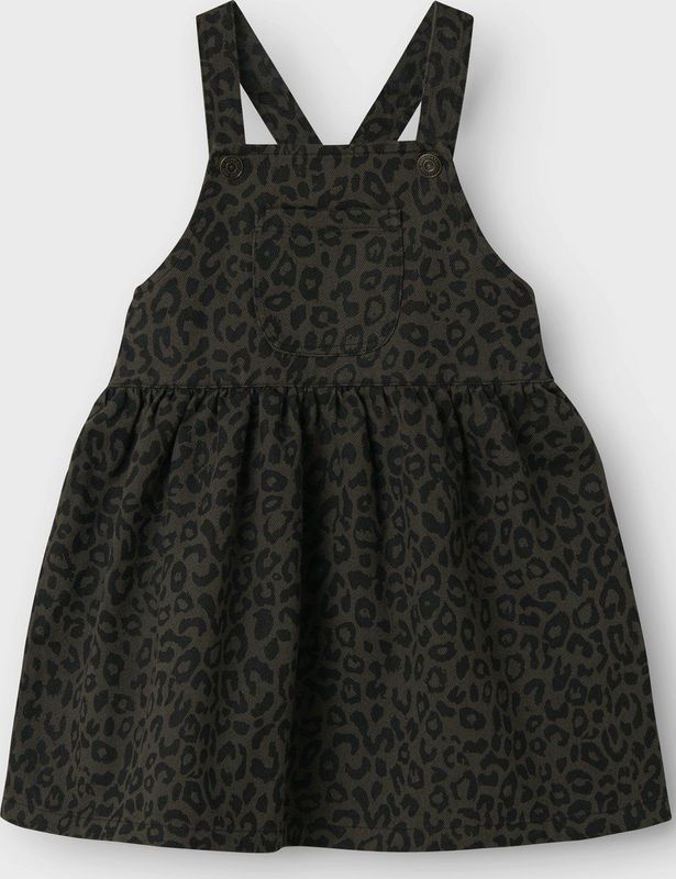 Jurk - Panterprint - Mouwloos - Voorzak - Drukknopen - Twill