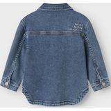 Jas - Denim - Gespreide Kraag - Drukknoopsluiting - Geborduurd Detail