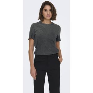ONLY - ONLLUCY - T-shirt - Grijs - Katoen - Korte Mouwen