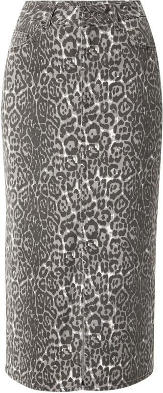 VERO MODA - VMVERI - Spijkerrok - Lichtgrijs - Donkergrijs - Wit - Dierenprint