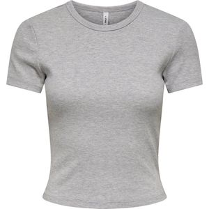 Only - ONLVAL - Shirt met Korte Mouwen - Lichtgrijs Melange - Regular Fit