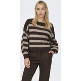 Only Dames trui bruin (Maat: XL) - Streep - Halslijn: Boothals,