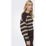 Only Dames trui bruin (Maat: XL) - Streep - Halslijn: Boothals,