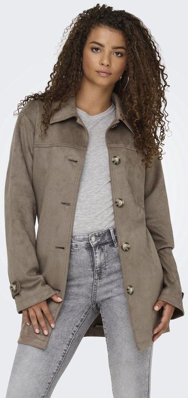 Imitatiesuède - Tussenjas - Zwart - Lange Mouwen - Knoopsluiting