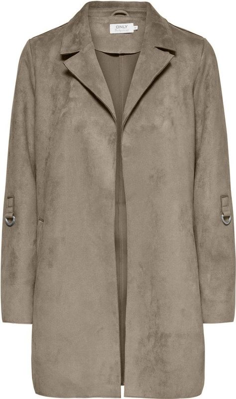Only - Joline - Lange Jas - Suèdelook - Regular Fit