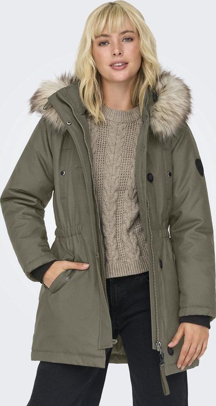 Onliris - Parka - Lang - Met Kap en Afneembare Rand van Synthetisch Bont - Voorzakken met Knoopsluiting
