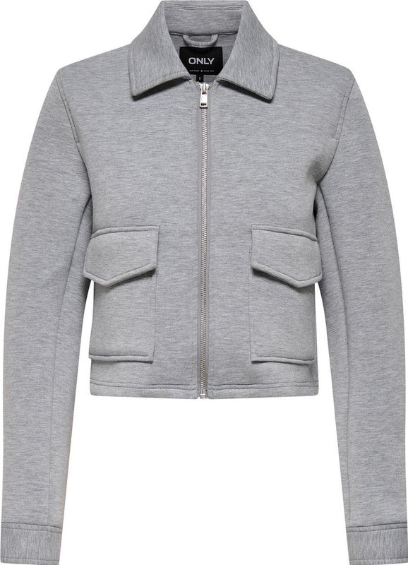 Only - ONLJUDITH - Korte Jas - Grey Melange - Scuba Stof