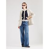 ONLY - Gebreid Vest - Nachtblauw/Wit - Kwartmouw - Ronde Hals - Gerecycled Materiaal