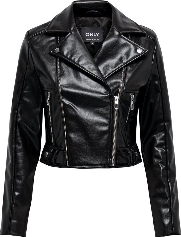 Leren Jas - Zwart - Regular Fit - Ritszakken - Zonder Capuchon