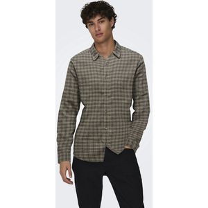 Only & Sons - ONSGUDMUND - Overhemd - Cappuccino - Slim Fit - Lange Mouw