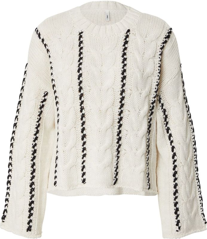 Only - Onltessa Ls Cabel Stitch O-neck - Damestrui - Birch/melange/black