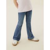 Bootcut Jeans - Denim - Blauw - Verstelbare Taille, Achterzakken, Voorzakken, Haak- en Knoopsluiting