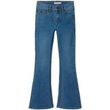 Bootcut Jeans - Denim - Blauw - Verstelbare Taille, Achterzakken, Voorzakken, Haak- en Knoopsluiting