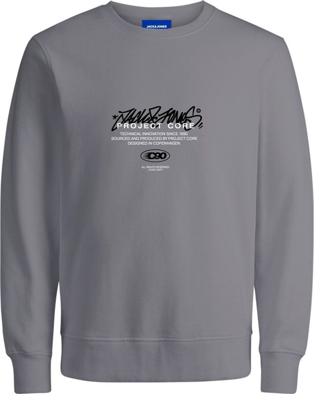 JACK & JONES - JCOSCRIPTURE - Sweatshirt - Lichtgrijs - Zwart - Wit