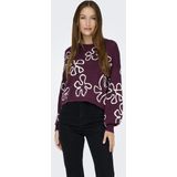 ONLY Trui 'ONLMONTANA'  wijnrood / wit