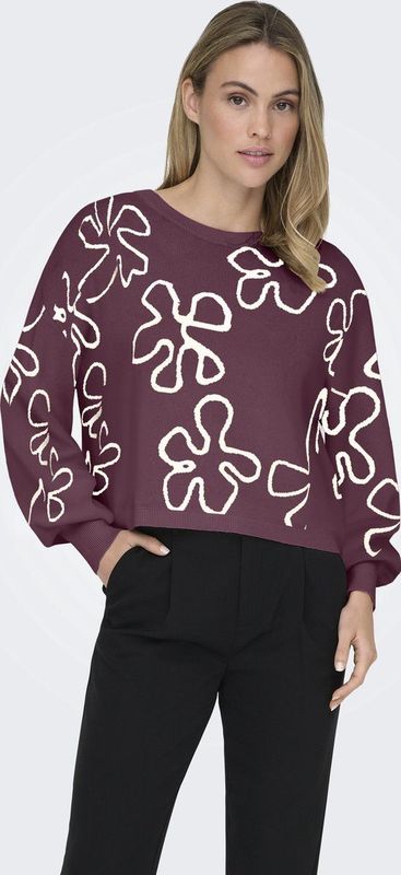 ONLY Trui 'ONLMONTANA'  wijnrood / wit