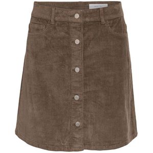 A-lijnrok - Morel - Cord - Knoopsluiting - Steekzakken