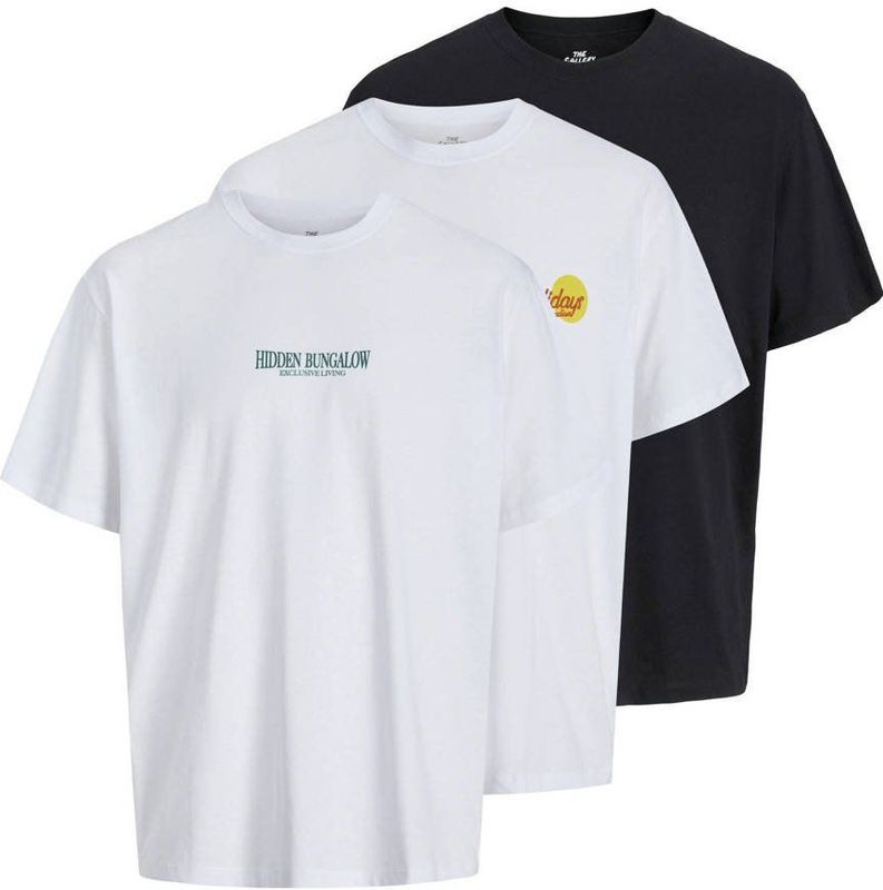 Jack & Jones - JORWOWIE - T-shirt - Zwart/Wit - 3 Pack
